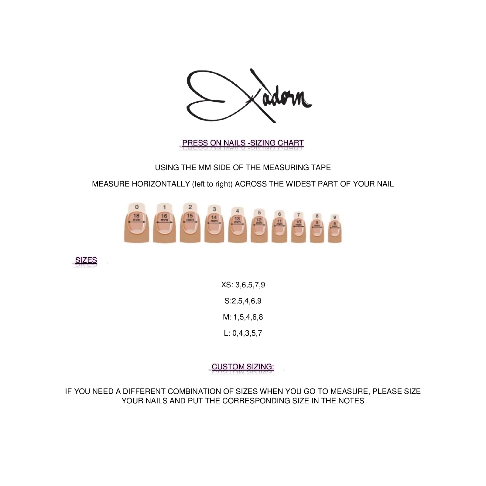 Press On Sizing Kits